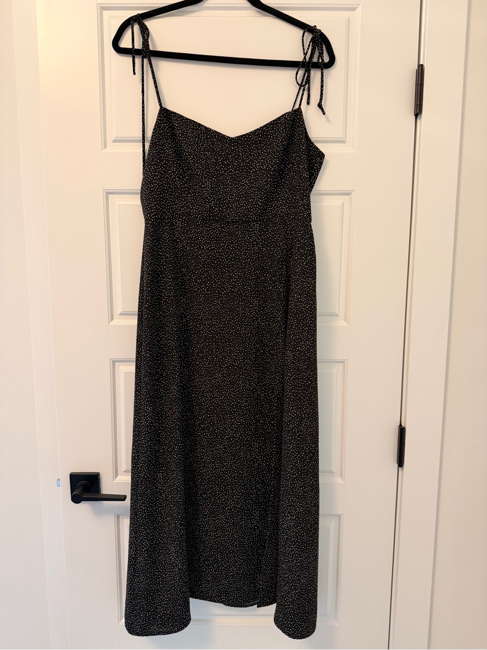 Park & Fifth Black Polka-Dot Tie-Shoulder Midi Dress